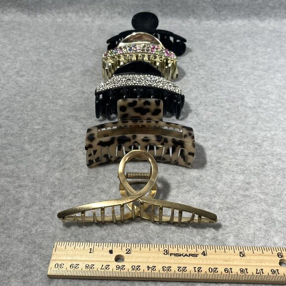 Hair Claw Clips Mix Lot of 7 Medium Pearl Barrettes Good Quality Mix Rhinestones - Picture 16 of 16
